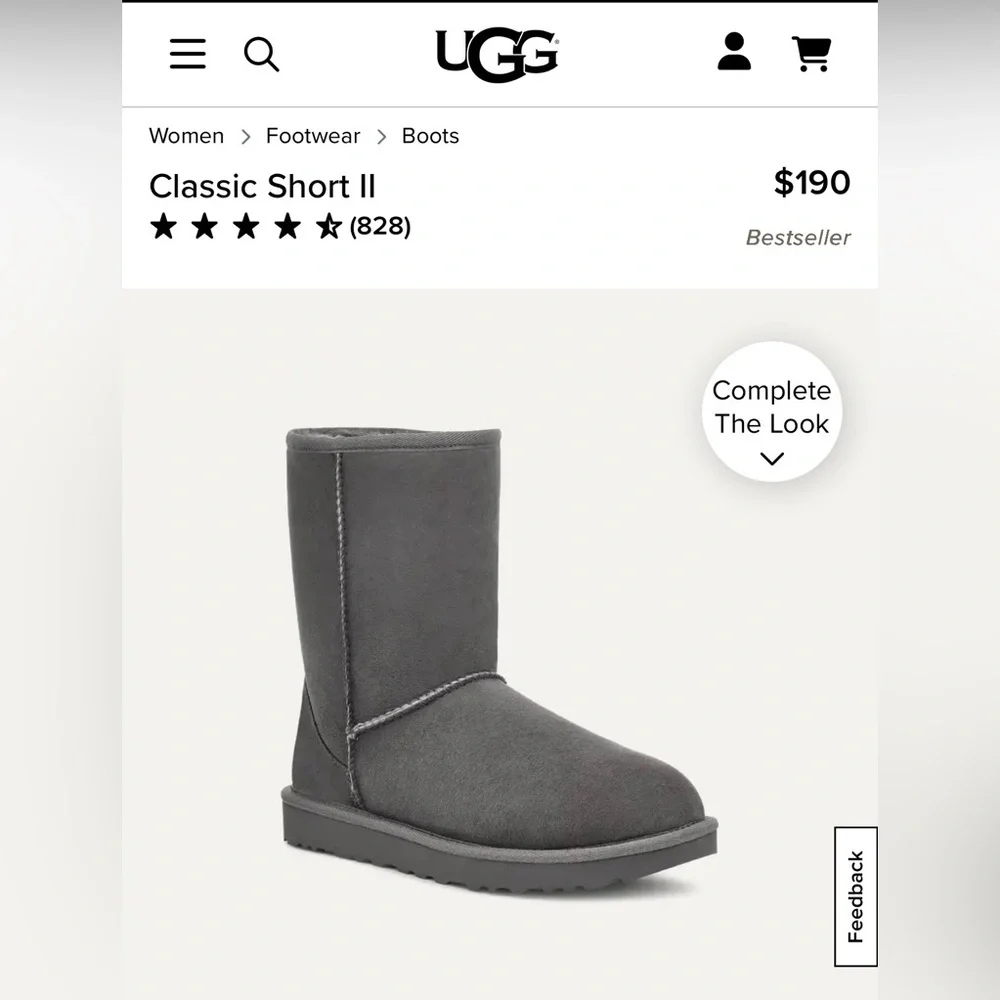 LIKE NEW UGG 🐑 Classic Short II Gray Boots Size 7 - worn once!